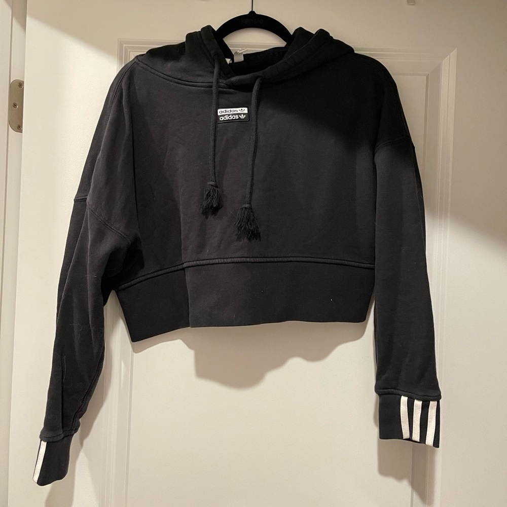 Cropped black adidas hoodie